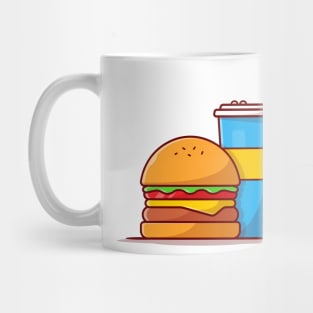 Burger And Soda Cartoon Vector Icon Illustration (8) Mug